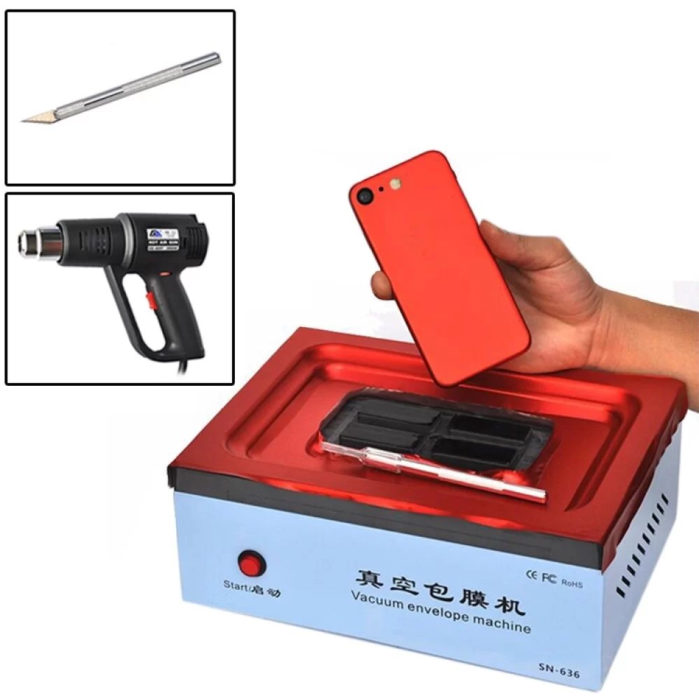 Vacuum Coating Machine Vacuum Envelope Machine DIY Back Cover Film Repair Tool (With Hot Air Gun) for Smart Phones