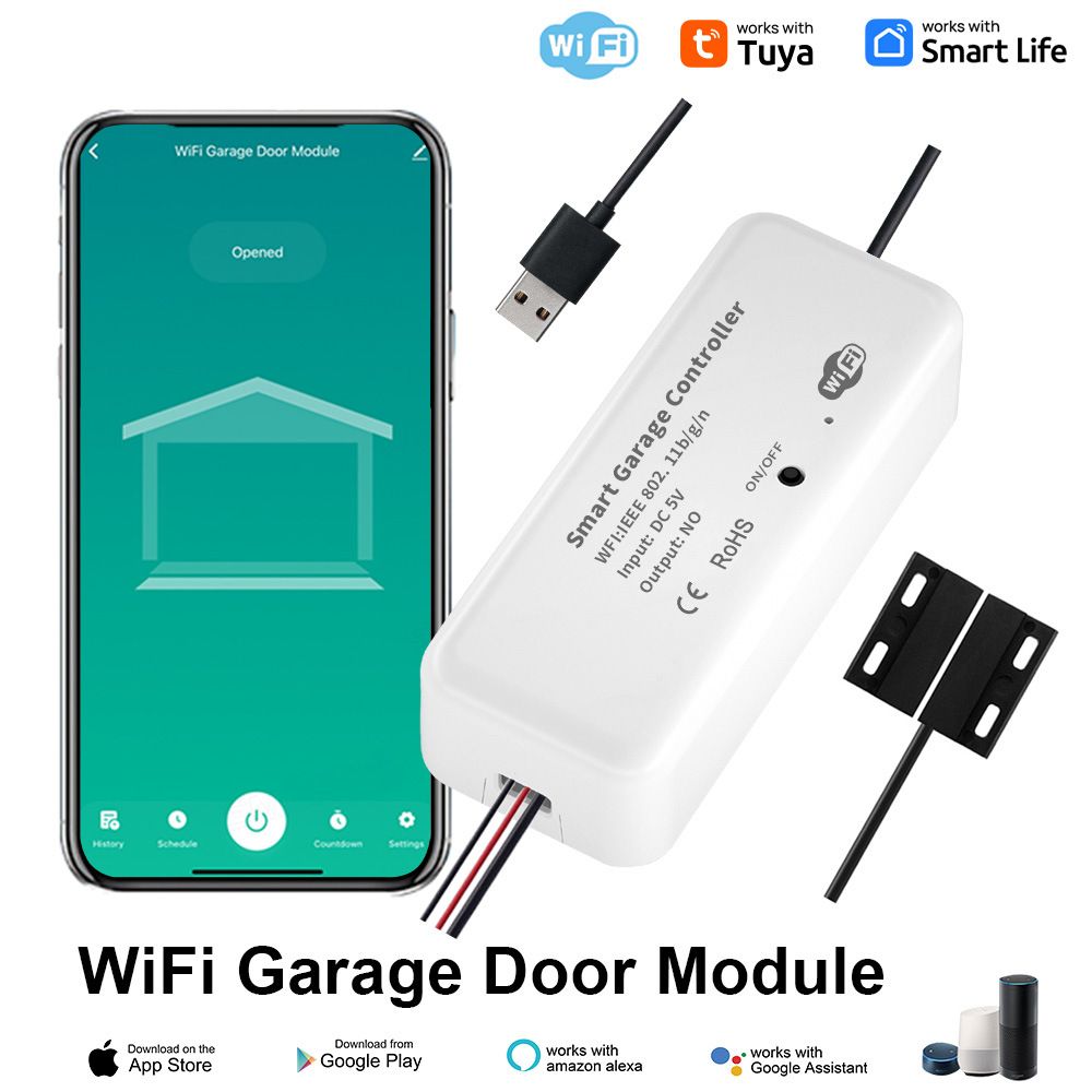 tuya WiFi Garage Door Controller Doodle Smart Home mobile Remote Garage Door Switch controller powered by USB  CKM05