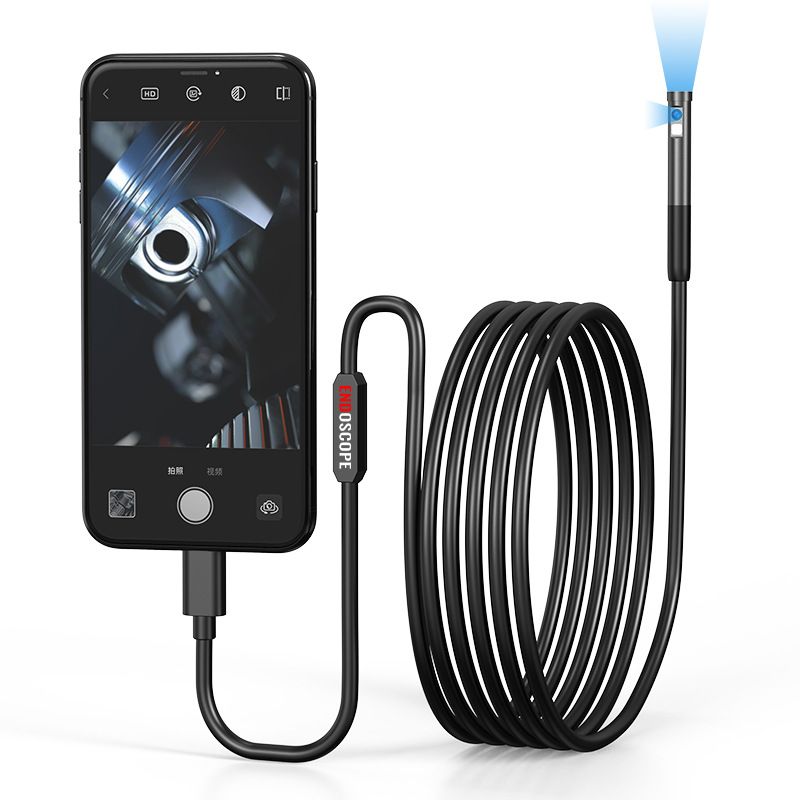 Dual lens HD industrial pipeline endoscope Android Apple Type-c 3-in-1 mobile WIFI endoscope IP67 waterproof 200W pixel APP View 3m hard line  HD304