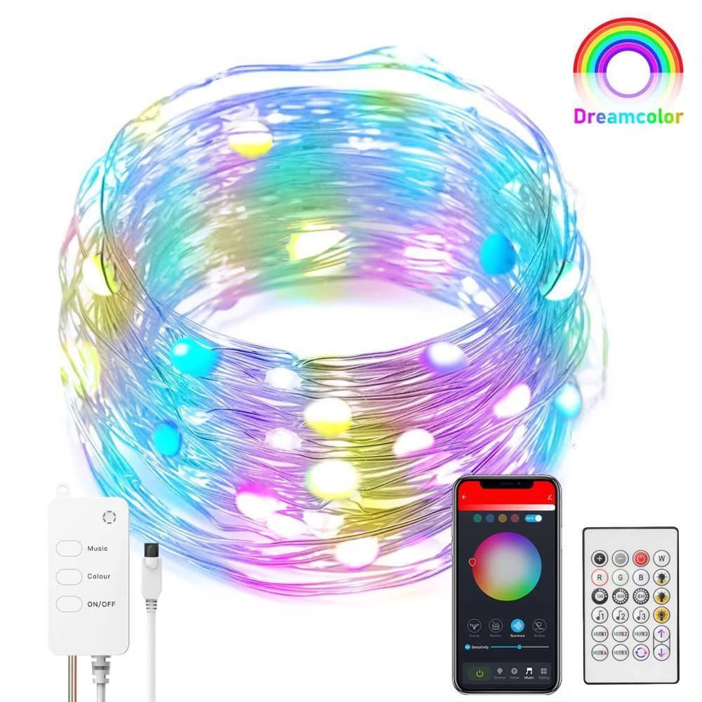 tuya smart rainbow lights Graffiti wifi smart light string Festive Christmas decoration copper wire 5V USB power 10 meters 100 lights bead string  RSH-WL038