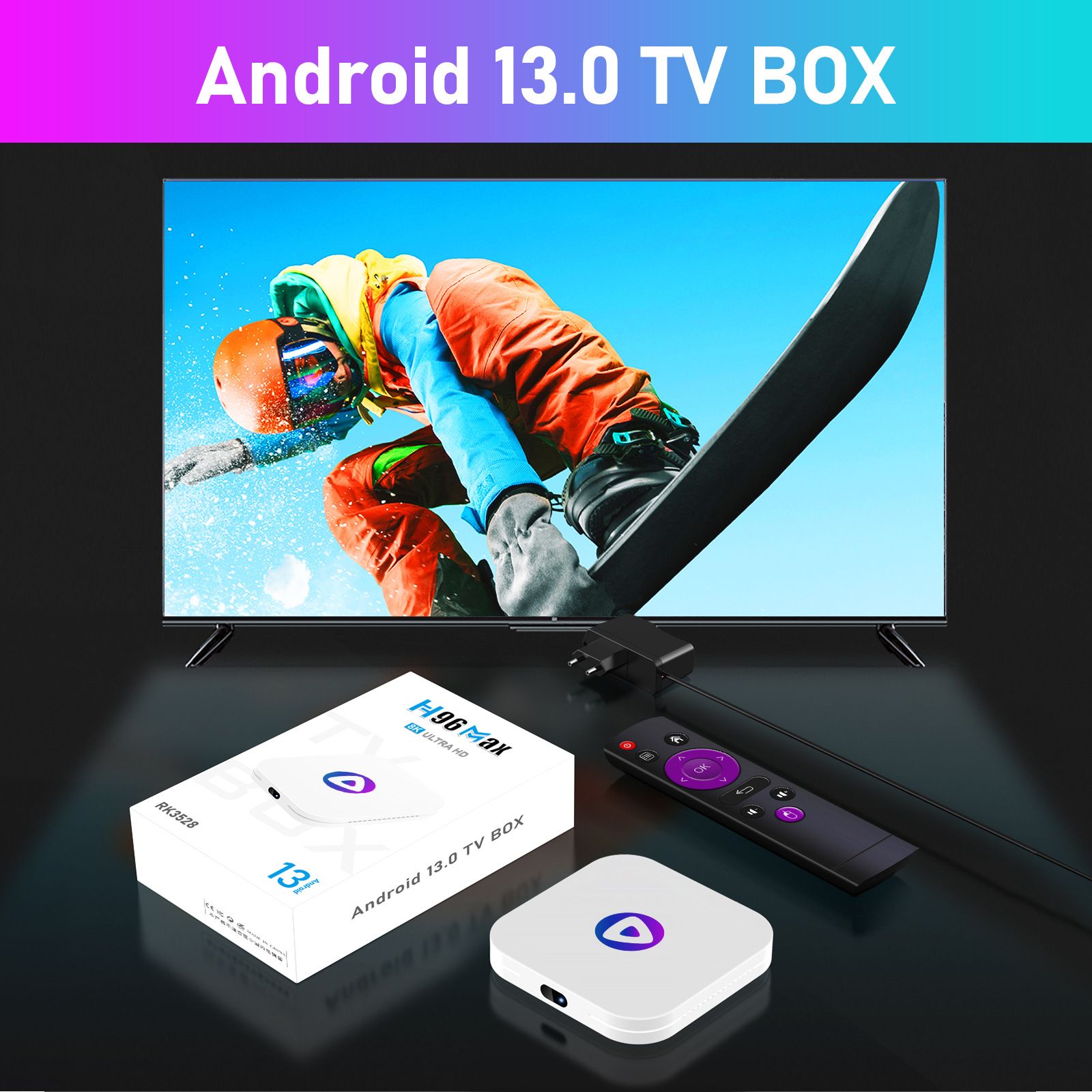 H96 Max M1 Network set-top Box HD 8K TV Box Bluetooth Boutique set-top box 8K 2.4G/5G RK3528 Android 13.0 You Tube Chrome 4GB+32GB European regulation  H96 Max M1