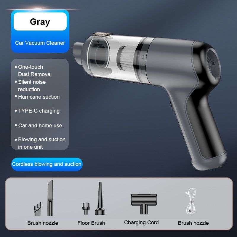 [Black] Wireless blowing and suction integrated vacuum cleaner One key dust Hand-held dust blower 45W high power 5500PA super suction car vacuum cleaner type-c charging  LT-126