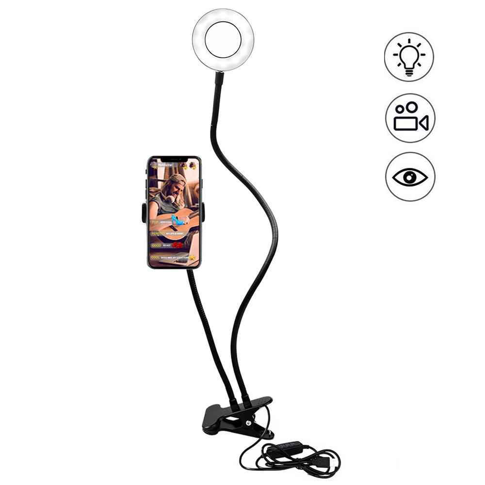 Selfie Ring Light with Cell Phone Holder, Gemwon 2-in-1&3 Light Mode